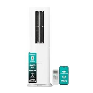 Hisense API0825UW1D Smart Inverter Twin Hose 8,000 BTU (DOE) 350 SF Heat/Cool Tower Portable Air Conditioner, White