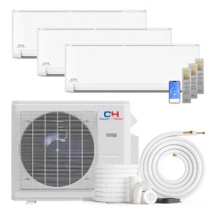 Cooper & Hunter OLIVIA Series Tri 3 Zone Multi Zone Ductless Mini Split Air Conditioner and Heater Full Set with 25ft Installation Kits (28000 BTU 6+9+9)