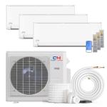 Cooper & Hunter OLIVIA Series Tri 3 Zone Multi Zone Ductless Mini Split Air Conditioner and Heater Full Set with 25ft Installation Kits (28000 BTU 6+9+9)
