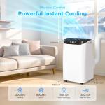 12,000 BTU Portable Air Conditioner Cools Up to 500 Sq.Ft, 3-IN-1 Energy Efficient Portable AC Unit with Remote Control & Installation Kits for Large Room, Campervan, Office, Temporary Space