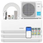 COSTWAY 30k Tri 3 Zone Mini Split Air Conditioner, 23 SEER2, 9k+9k+18k BTU, 208-230V, Wifi Enabled Multi Zones Mini Split AC Heat Pump Full Set, Ductless Energy Star