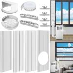 Portable Air Conditioner Window Kit with Universal Coupler Fit for 5.1"/5.9" Exhaust Hose, Mobile A/C Window Vent Seal Kit with 4 Adjustable Seal Plates for Vertical/Horizontal Sliding Window