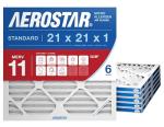 Aerostar 21x21x1 MERV 11 - 6 Count - Pleated HVAC, Furnace & Air Conditioner Filters - Removes Dust, Cold & Flu Germs, Lint, Mold, Pet Dander, Allergy-Causing Pollen, Smog & Smoke