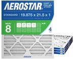 Aerostar 19.875x21.5x1 MERV 8 - 4 Count - High Efficiency Pleated HVAC, Furnace & Air Conditioner Filters - Removes Dust, Lint, Mold & Allergy-Causing Pollen