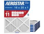 Aerostar 16x20x1 MERV 11 - 6 Count - Pleated HVAC, Furnace & Air Conditioner Filters - Removes Dust, Cold & Flu Germs, Lint, Mold, Pet Dander, Allergy-Causing Pollen, Smog & Smoke