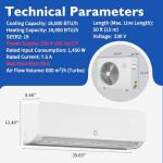 GarveeHome 12000 BTU Mini Split Air Conditioner Heat Pump System, Wifi Enabled 20 SEER2 208V- 230V Ductless AC Cool Up to 750 Sq. Ft, Compatible with Alexa, Complete Installation Kit, White