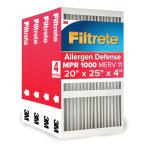 Filtrete 20x25x4 AC Furnace Air Filter, MPR 1000, MERV 11, Fits Honeywell & AprilAire Space-Gard, Allergen Defense, Electrostatic Air Cleaning Filter, 4-Pack (Actual Size 19.88 x 24.63 x 4.31)