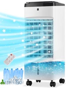 MEPTY Swamp Cooler, Windowless Portable Air Conditioners with Oscillation, Evaporative Air Cooler with Remote,12H Timer, Air Cooler Fan with 3Modes&Speeds for Bedroom Indoor Room