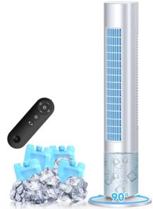 CENSTECH Evaporative Air Cooler, 35" Windowless Air Conditioner Portable w/3 Speeds, 25ft Remote, Smart Timer & Water Tank, Portable Air Conditioners No Windows Needed, 90°Oscillating AC Unit for Room