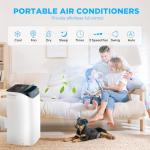 14,000 BTU Portable Air Conditioner Cools Up to 700 Sq.Ft, 3-IN-1 Energy Efficient Portable AC Unit with Remote Control & Installation Kits for Large Room, Campervan, Office, Temporary Space