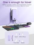 Portable Charger, 12000mAh 22.5W USB C Fast Charging Power Bank with Built-in Cables and AC Wall Plug, Smart LED Display Travel Essentials Battery Pack Compatible with iPhone, iPad, Samsung etc Purple