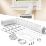 Portable Air Conditioner Window Vent Kit with 80" Length, 5.9" Diameter Exhaust Hose, 13Pcs Universal PVC AC Window Slide Seal with 4 Panel(17" to 63") for Horizontal&Vertical