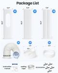 Portable Air Conditioner Window Vent Kit with 80" Length, 5.9" Diameter Exhaust Hose, 13Pcs Universal PVC AC Window Slide Seal with 4 Panel(17" to 63") for Horizontal&Vertical