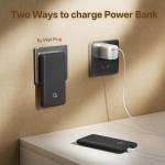 Brand Q Portable Charger with Built-in Cables and AC Wall Plug,Slim USB C Travel Essential Power Bank 10000mAh,External Battery Pack Compatible with iPhone,Samsung,Tablet and All Smart Phones