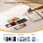 Brand Q Portable Charger with Built-in Cables and AC Wall Plug,Slim USB C Travel Essential Power Bank 10000mAh,External Battery Pack Compatible with iPhone,Samsung,Tablet and All Smart Phones