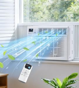 AKIRES Window Air Conditioner, 12,000BTU Air Conditioner Window Unit, Cools up to 550 Sq. Ft, Window AC with Cool, Fan, Dry, Sleep, Energy Saver, and Auto,6 Modes,24H Timer,Easy Install,Home,Office