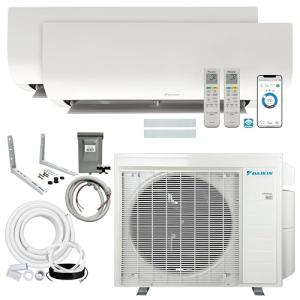 Daikin 18,000 BTU (9K + 12K) 21SEER2 2-Zone Mini Split bundled Air Conditioner Heat Pump R-32 System with Maxwell 15 ft. Installation Kit and Wall Mounting Bracket