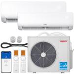 TOSOT 30,000 BTU Dual 2 Zone Mini Split Air Conditioner with Heat Pump, 21 SEER2, 230V, Wifi-Enabled Ductless Inverter Split System with 16.4 ft Copper Line Set, 12,000 +18,000 BTU, Muse Series