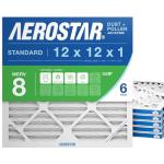 Aerostar 12x12x1 MERV 8 - 6 Count - High Efficiency Pleated HVAC, Furnace & Air Conditioner Filters - Removes Dust, Lint, Mold & Allergy-Causing Pollen