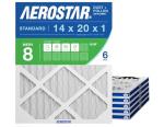 Aerostar 14x20x1 MERV 8 - 6 Count - High Efficiency Pleated HVAC, Furnace & Air Conditioner Filters - Removes Dust, Lint, Mold & Allergy-Causing Pollen