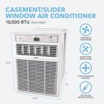 Perfect Aire 10,000 BTU Casement Window Air Conditioner– Cools 450 Sq. Ft. – Remote with Follow Me, Digital LED Display, Timer, R32 Refrigerant, Sliding/Crank-Out Window H: 23.5” x W: 14.75” x D: 21”