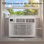12000 BTU Window Air Conditioner, 115V Air Conditioner Window Unit with 3 Speeds, 24H Timer & Remote, 6 Modes Window AC Units, Cools up to 550 Sq.Ft, Easy Install for Bedroom Apartment Office Indoor