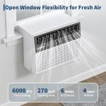 Garvee 6000 BTU U-Shaped Window Air Conditioner, Cools Up to 269 Sq.Ft., Ultra Quiet Operation, Energy Efficient, Includes Remote Control, White