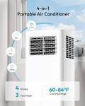 EUHOMY Portable Air Conditioners 14,000 BTU, 4-in-1 Portable Air Conditioner for Rooms Up to 650 Sq.Ft. with Cool, Fan, Dehumidifier, Sleep, Portable AC Unit with Remote & 24H Timer, Installation Kits