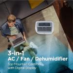 BLACK+DECKER 14,000 BTU Portable Air Conditioner, 3-in-1 AC, Dehumidifier and Fan, Portable AC Unit with Remote Control, Auto Evaporation, 3 Speeds, Window Kit Included, White, BPP10WTB