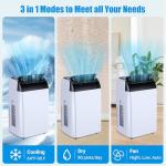 14000 BTU Portable Air Conditioner Cools up to 750 Sq.Ft, 3-in-1 Quiet Portable AC Unit with Remote Control & Installation Kits for Large Room, 3 Speed, Auto Swing, 24H Timer