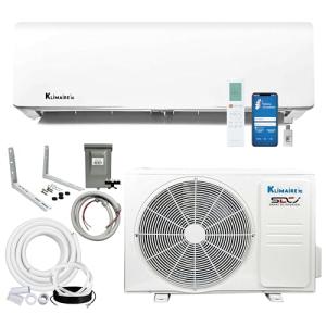 Klimaire 12,000 BTU 20.8 SEER2 Ductless Mini-Split Inverter Air Conditioner Heat Pump System with All-Inclusive 16' Installation Kit, Wall Bracket, Electrical Disconnect -Tight Whip (115V)