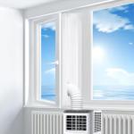 Gruntbear Portable Air Conditioner Window Seal Kit, 400CM (157'') AC Casement , Hot Air Stop Air Exchange Guards with Zip and Adhesive Fastener Works with Tumble Dryer, Keep House Cool