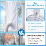 Gruntbear Portable Air Conditioner Window Seal Kit, 400CM (157'') AC Casement , Hot Air Stop Air Exchange Guards with Zip and Adhesive Fastener Works with Tumble Dryer, Keep House Cool