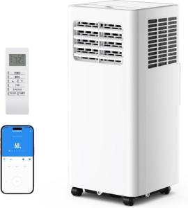 EUHOMY Portable Air Conditioners 14,000 BTU, Smart 3-in-1 AC Unit Cools Rooms Up to 650 Sq.Ft, Built-in Cool, Dehumidifier, Fan, Quiet 52 dB, Includes Remote/WiFi App, Window Kit for Bedroom Comfort