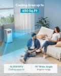 EUHOMY Portable Air Conditioners 14,000 BTU, Smart 3-in-1 AC Unit Cools Rooms Up to 650 Sq.Ft, Built-in Cool, Dehumidifier, Fan, Quiet 52 dB, Includes Remote/WiFi App, Window Kit for Bedroom Comfort