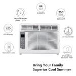 ROVSUN 6000 BTU Window Air Conditioner, 3-in-1 AC Unit for Window, Works As Cooler, Dehumidifier & Fan with Timer, Sleep/ECO Mode & Installation Kit, Cooling Rooms up to 250 Sq. Ft, 115V/60Hz