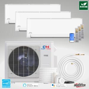 Cooper & Hunter OLIVIA Series Tri 3 Zone Multi Zone Ductless Mini Split Air Conditioner and Heater Full Set with 25ft Installation Kits (28000 BTU 6+6+18)