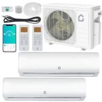 JustSmart 20000 BTU Dual Zone WIFI Mini Split AC/Heating System, 20 SEER2 208-230V (9K + 9K) Ductless Split Air Conditioner with Pre-Charged Condenser & Heat Pump, Not Include Copper Tube Line Set
