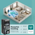 SereneLife Portable AC Unit 8000 BTU | Compact Room Air Conditioner with Dehumidifier & Fan | Energy Efficient 800W Low-Power Motor | Rolling Wheels, Remote, 24-Hour Timer | Window Mount Kit