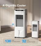 Swamp Cooler, 1800 CFM Windowless Portable Air Conditioners with 4.2 Gal Water Tank, 120° Swing,12H Timer,3 Modes & 3 Speeds,4 Ice Packs, Evaporative Air Cooler for Room,Bedroom,Office,Crystal White