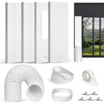 Plusluck Upgraded Portable Air Conditioner Window Vent Kit, With 5.9 Exhaust Hose, 4 Slide Seal Plates, Universal Coupler, Adjustable AC Vent Kit Ducting Universal for Horizontal & Vertical Windows