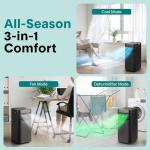 SereneLife Portable AC Unit 8000 BTU | Compact Room Air Conditioner with Dehumidifier & Fan | Energy Efficient 800W Low-Power Motor | Rolling Wheels, Remote, 24-Hour Timer | Window Mount Kit