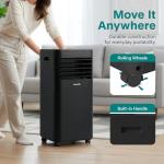 SereneLife Portable AC Unit 8000 BTU | Compact Room Air Conditioner with Dehumidifier & Fan | Energy Efficient 800W Low-Power Motor | Rolling Wheels, Remote, 24-Hour Timer | Window Mount Kit