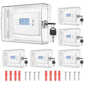 6 PCS Thermostat Lock Box with Key, Large Thermostat Cover with Lock for Thermostat on Wall, AC Control Lock Box Cover with Key, Air Conditioner Lockbox Fits Thermostats 5" H x 6" W or Smaller