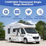 7330F3852 Thermostat Single Stage Heat and Cool Compatible with Coleman RV Air Conditioner Mach Series 7330F3852 Single Stage Heating/Cooling Control Efficient Temperature Regulation (Black)