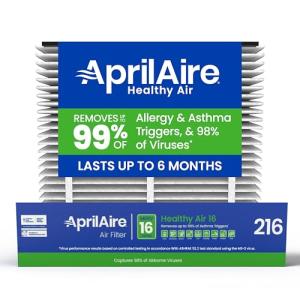AprilAire 216 Replacement Filter for AprilAire Whole House Air Purifiers - MERV 16, Allergy, Asthma, & Virus, 20x25x4 Air Filter (Pack of 1)