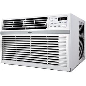 LG 8,000 BTU Window Air Conditioner, 115V, Cools 340 Sq.Ft. for Bedroom, Living Room, Apartment, Quiet Operation, Electronic Control with Remote, 3 Cooling & Fan Speeds, Auto Restart, White