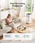 EUHOMY Portable Air Conditioners 8,000 BTU, Cools Up to 350 Sq.Ft, 4-in-1 Portable AC Unit with Cool, Fan, Dehumidifier Sleep Modes, 24H Timer, Remote, Window Installation Kit for Bedroom Living Room