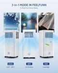 Feelfunn 10,000 BTU Portable Air Conditioners - Cools 450 Sq.Ft, 3-in-1 Portable AC with Remote Control/Sleep Mode/24H Timer, AC Unit for Bedroom, Dorms, Apartment, Window Kit Included
