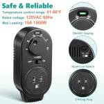 Gulfmew Adjustable Thermostat, Plug in Heating and Cooling Thermostat Controlled Outlet, Compatible with Portable AC, Fans and Space Heaters (1 Pack,Black)